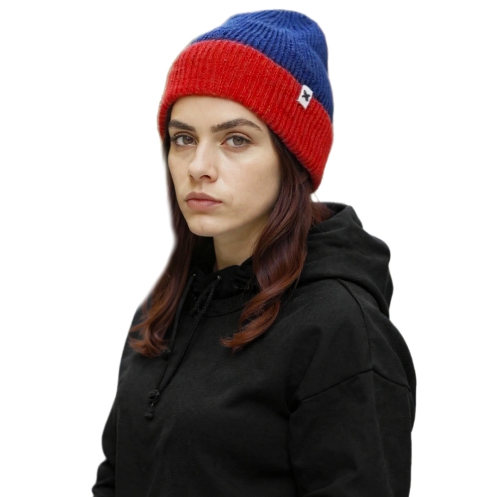 COLLUSION Colorblock Beanie | Navy & Red Knit Hat | ASOS Streetwear